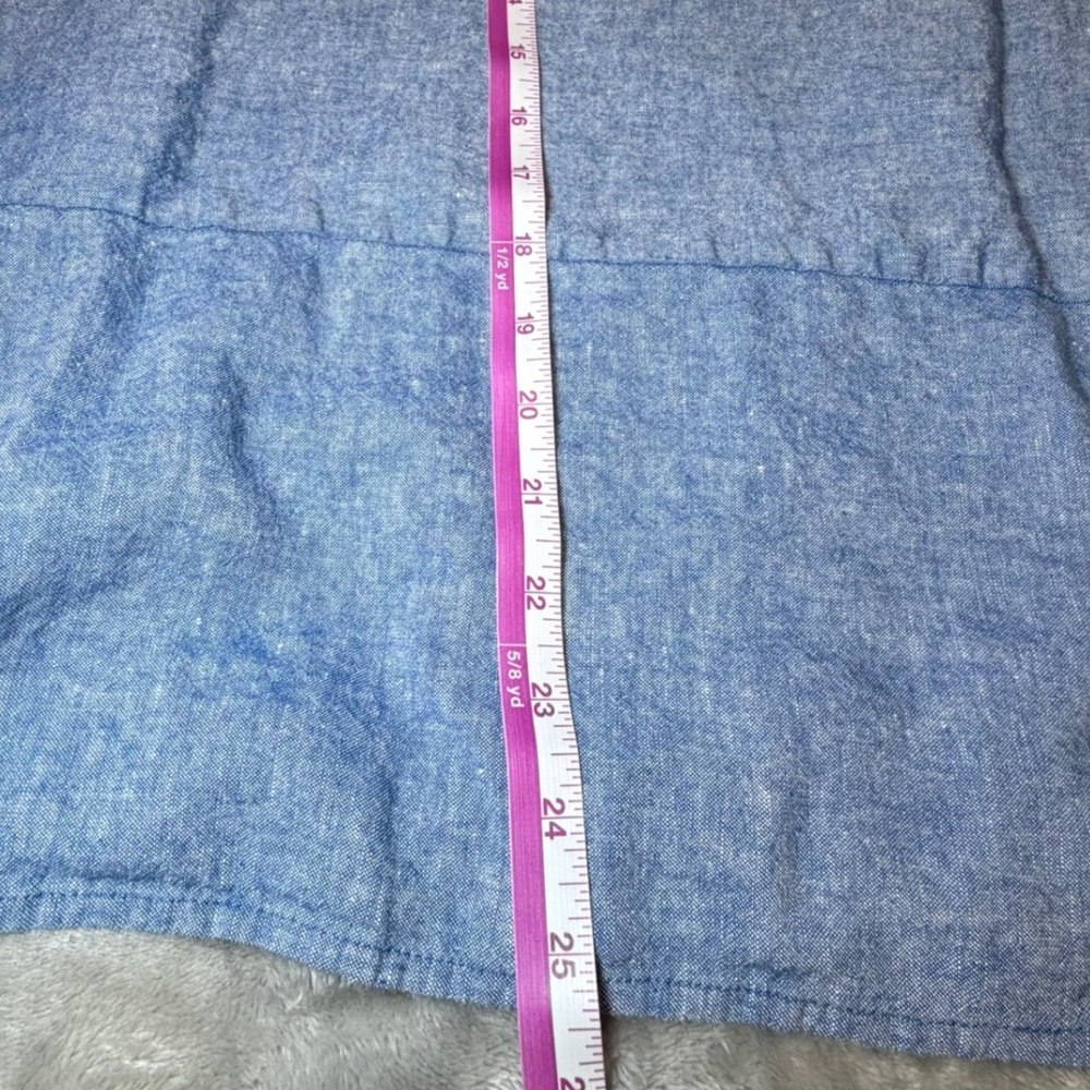 Liz Claiborne Womens Size XL Blue Linen Blend Peasant Blouse Roll Tie Sleeve Top - Picture 9 of 10